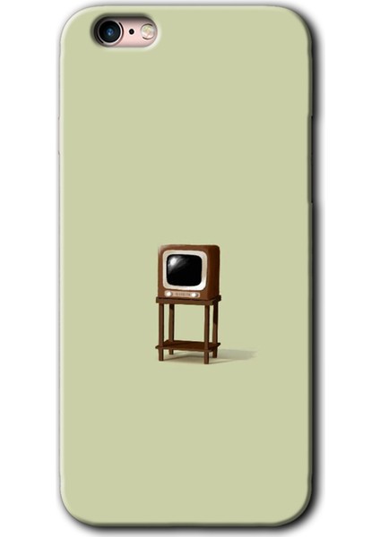 Apple iPhone 6 Kılıf Baskılı Kapak - Retro-Tv + 5d Tam Kaplayan Cam