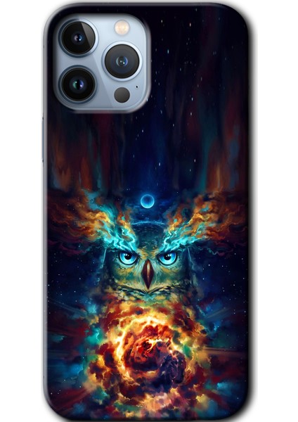 Apple iPhone 13 Pro Max Kılıf Baskılı Kapak - Ballı Baykuş +Tam Kaplayan Mat Seramik