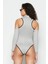 Pencere Detaylı Uzun Kollu Bodysuit 9154 Gri 5