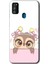 Samsung Galaxy M30S Kılıf Baskılı Kapak - Sevimli Baykuş +Tam Kaplayan Mat Seramik 1