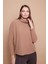 Degaje Yaka Uzun Kol Likralı Triko Bluz-Camel 5