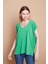 Likralı Krep Kumaş V Yaka Salaş Yanı Yırtmaçlı Oversize Bluz-B.yeşil10 2