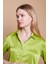 Saten Kumaş Yakalı Kapri Kol Şık Ofis Gömlek-Yağ Yeşili 3