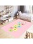Dijital Baskılı Kaymaz Taban Yikanabilir Pembe Zemin Rainbow Seksekli Çocuk Halısı 1