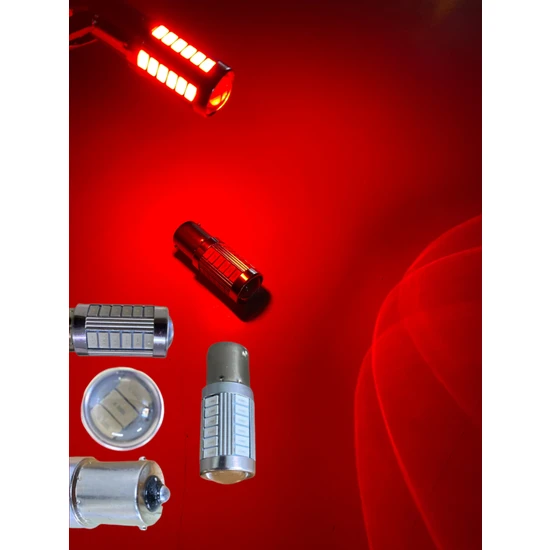 Kırmızı 33 LED Tek Duy Pro LED Ampul Geri Vites, Sinyal, Stop Ampulü Tek Duy 93 Tip