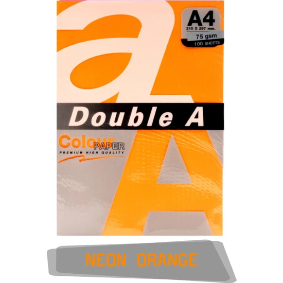 Double A Renkli Fotokopi Kağıdı 100 Lü A4 75 gr Neon Orange