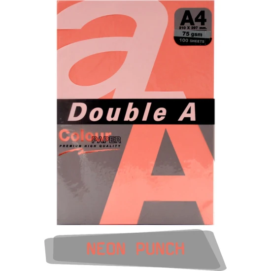 Double A Renkli Fotokopi Kağıdı 100 Lü A4 75 gr Neon Punch