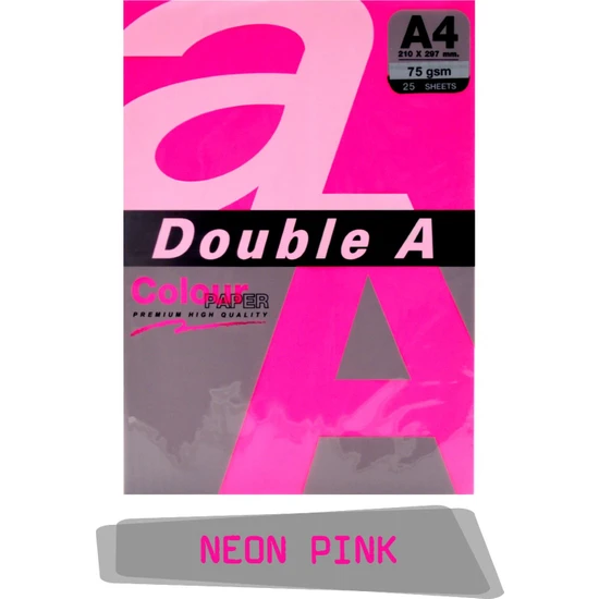 Double A Renkli Fotokopi Kağıdı 25 Li A4 75 gr Neon Pink