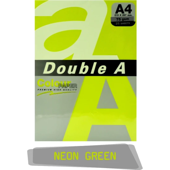 Double A Renkli Fotokopi Kağıdı 25 Li A4 75 gr Neon Green
