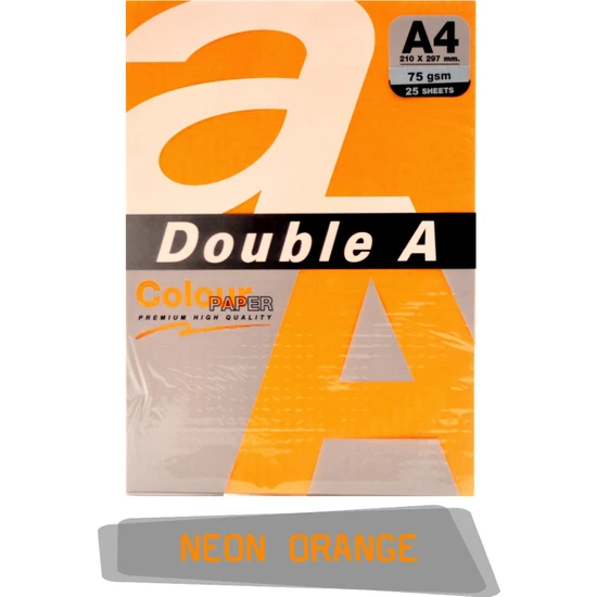 Double A Renkli Fotokopi Kağıdı 25 Li A4 75 gr Neon Orange