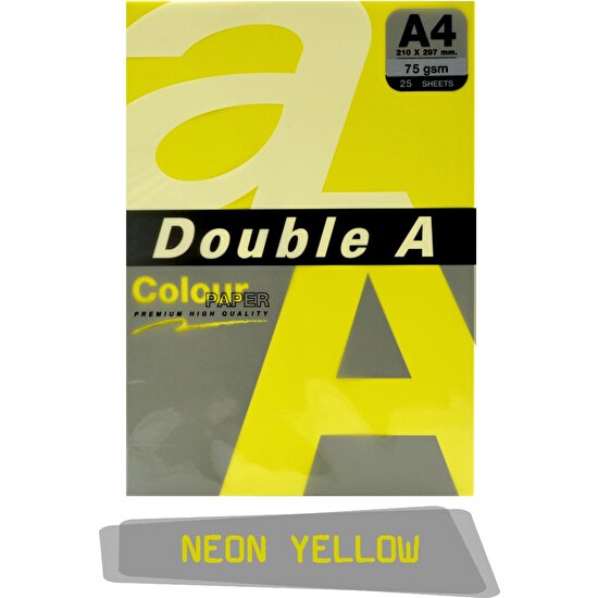 Double A Renkli Fotokopi Kağıdı 25 Li A4 75 gr Neon Yellow