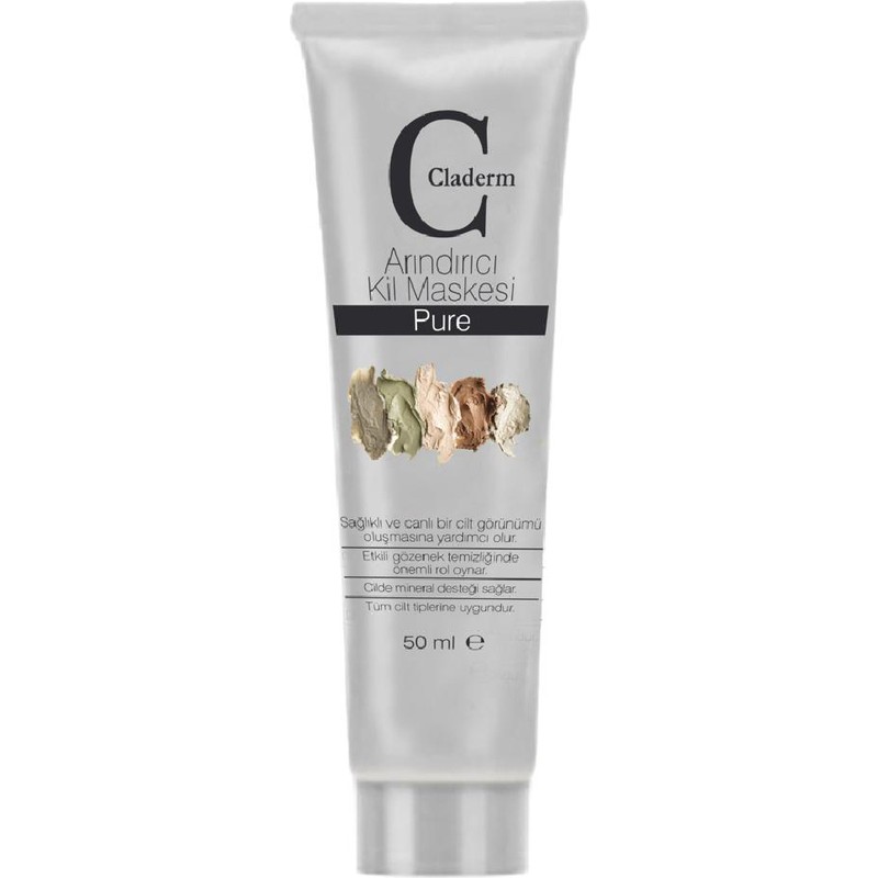 Claderm Kil Yüz Maskesi 50 ml Mineral Zengin Doğal İçerikli Siyah Nokta Sivilce Karşıtı Tüm Ciltler