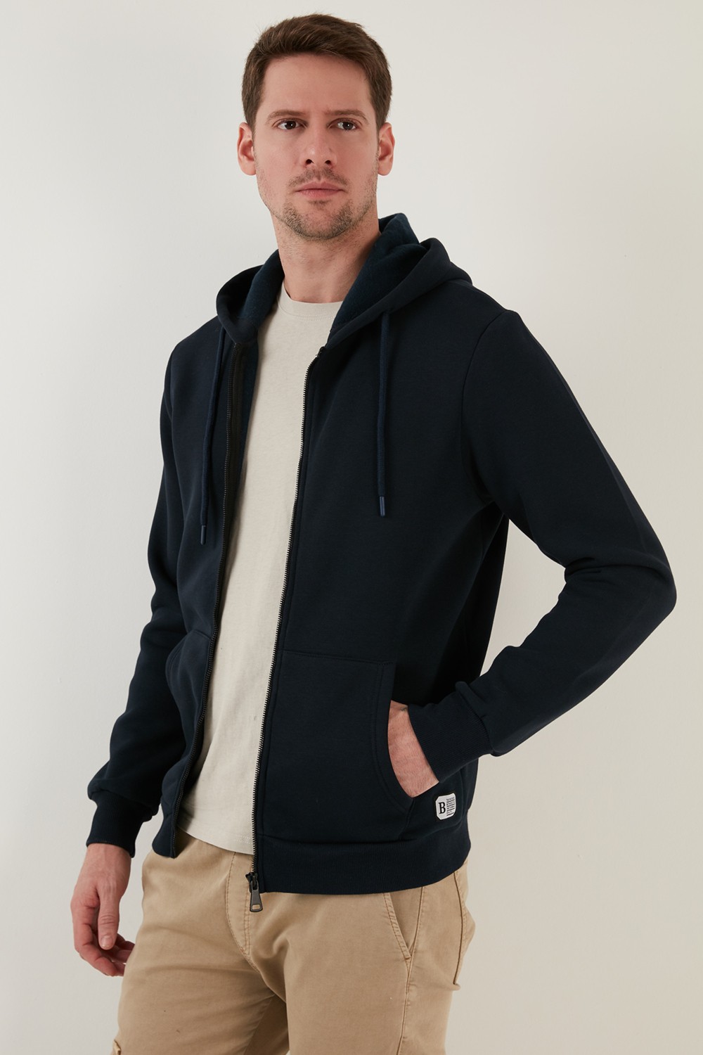 Buratti Regular Fit Kapüşonlu Fermuarlı İçi Tüylü Yumuşak Şardonlu Kışlık Sweat Erkek SWEAT 5905340