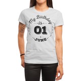Fizello My Birthday Is 01 June Beyaz Spor Tişört