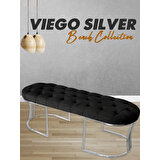 Gazzini Furniture Viego Silver Beyaz-Kapitoneli Model Puf&bench&koltuk-Oturak-Uzun Makyaj Puff-Yatak Odası Ucu&önü