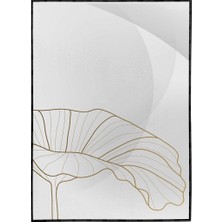 SHOP365 Lotus Çiçekleri Çizim Altın Gold Renkler Modern Poster P-000803