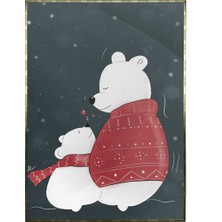 SHOP365 Sevimli Beyaz Kutup Ayıları Noel Yılbaşı Illüstrasyon Poster P-000898