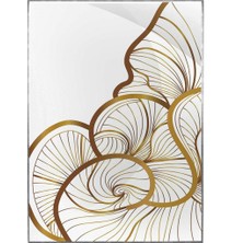SHOP365 Lotus Çiçeği ve Yaprakları Çizim Altın Gold Renkler Modern Poster P-000827