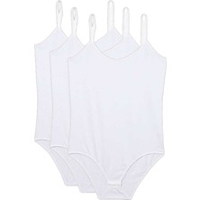 Royaleks 3 Adet İp Askılı Kadın Çıtçıtlı Body Beyaz