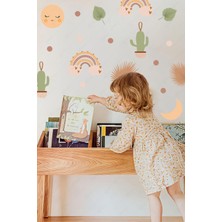 Msticker Gökkuşağı ve Bohem Figürler Çocuk Bebek Odası Sticker Seti