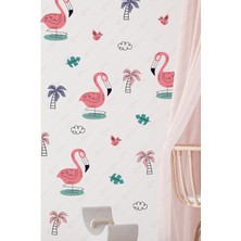 Msticker Flamingo Temalı Soft Renklerde Çocuk Bebek Odası Cam Duvar Sticker Seti