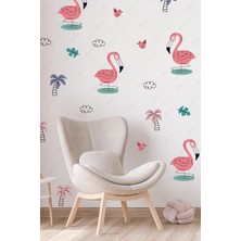 Msticker Flamingo Temalı Soft Renklerde Çocuk Bebek Odası Cam Duvar Sticker Seti