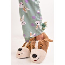 ModaOnn Unisex Köpek Figürlü Peluş Panduf Ev Pandufu Ev Botu