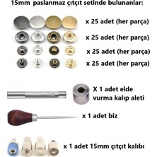 Tuhafiyecimiz 100 Adet 15MM Paslanmaz Alfa Çıtçıt Yapım Seti - Aparatlar, Biz ve 100 Takım Çıtçıt