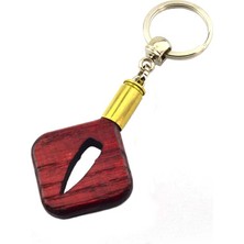 Anahtarlık Sepeti Maket Mermi Ahşap Anahtarlık - 762 Çekirdek Desenli - Kırmızı