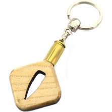 Anahtarlık Sepeti Maket Mermi Ahşap Anahtarlık  762 Çekirdek Desenli - Natural