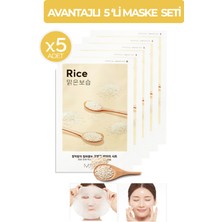 Mıssha Pirinç Özlü Aydınlatıcı ve Nemlendirici Yaprak Maske SETI(5X17G)AIRY Fit Sheet Mask (Rice)