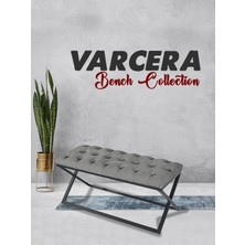 Gazzini Furniture Varcera Bordo Puf Çapraz Metal Ayaklı, Kapitoneli Chester Model Bench