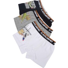 Katamino Erkek Çocuk Uçaklı İkili Boxer Set 128269 Gri-Beyaz
