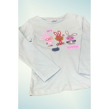 Mojo Kız Çocuk Tavşan Desen Uzun Kol T-shirt 523003 Turkuaz