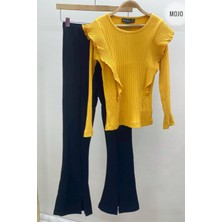 Mojo Bebek Mojo Kız Çocuk Ispanyol Paça Yırtmaçlı Tayt 3490 Siyah