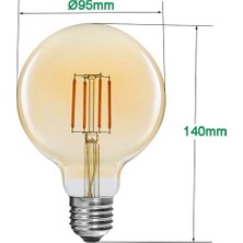 Grafen Rustik Edison Led Ampül E27 Duy G95 Glop Model 3 Adet 4 Watt