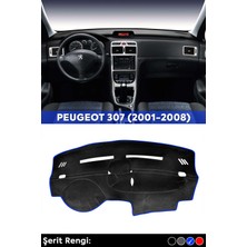 Tegin Peugeot 307 (2001-2008) 3D Torpido Koruma Kılıfı - Ön Göğüs Kaplama - Mavi Şerit