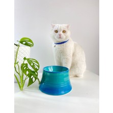 Seramik Kedi ve Köpek Mama Su Kabı Colorful Moon Bowl  (Turkuaz-Mavi)