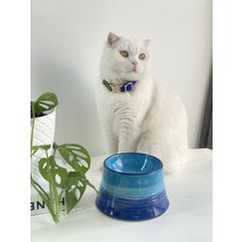 Seramik Kedi ve Köpek Mama Su Kabı Colorful Moon Bowl  (Mavi-Lacivert)