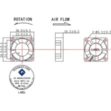 Cin 24V Sessiz Fan  30X30X10(3010) - 3D Yazıcı Uyumlu - 1 Metre