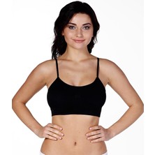 Secret Moda Kadın Siyah Ince Askılı Pedli Büstiyer Korse10