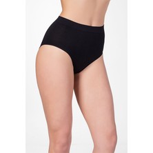 Secret Moda Dikişsiz Yüksek Silikon Bel Bato Slip Korse Külot Siyah10