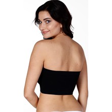 Secret Moda Kadın Siyah Straplez Toparlayıcı Pedli Dikişsiz Askılı Kadın Straplez Korse10