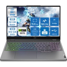 Lenovo Legion 5 Intel Core i7 12700H 32GB 512GB SSD 8GB RTX3070 Freedos 15.6'' WQHD Taşınabilir Bilgisayar 82RB00DCTX010