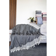 Mutlu Çeyiz Diamond Pamuklu Kolları Örten Kanepe Çekyat Örtüsü Çok Amaçlı 180X300 cm Siyah Koltuk Örtüsü