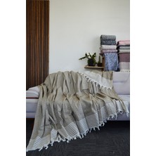 Mutlu Çeyiz Diamond Pamuklu Kolları Örten Kanepe Çekyat Örtüsü Çok Amaçlı 180X300 cm Kahverengi Koltuk Örtüsü