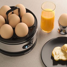 Arendo - Yumurta Pişirici Paslanmaz Çelik Sıcak Tutma Fonksiyonu ile | Gösterge Işığı ile Fonksiyon Seçme Düğmesi | Ayarlanabilir Sertlik Derecesi | 1 - 7 Yumurta