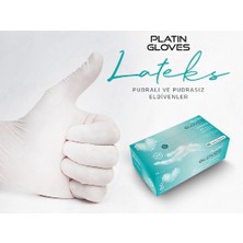 Platin Gloves Lateks Pudralı Beyaz Eldiven 100'LÜ Paket