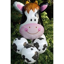 Parti Station Inek Balon Inek Kafası Folyo Balon 55 cm Uçan Balon Helyum Balon