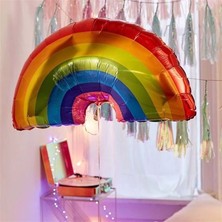 Parti Station Gökkuşağı Folyo Balon 90 cm Büyük Boy Helyum Balon Uçan Balon
